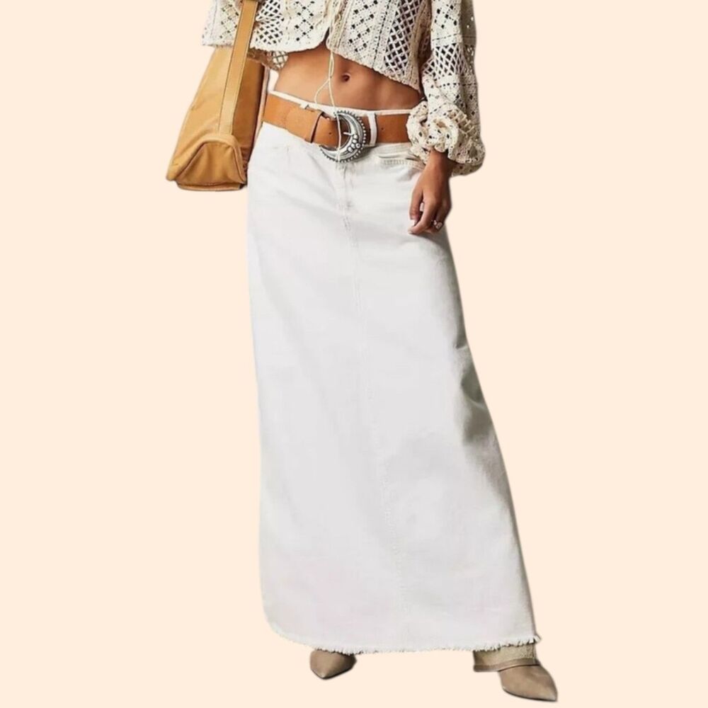 Free People Cream Maxi Skirt